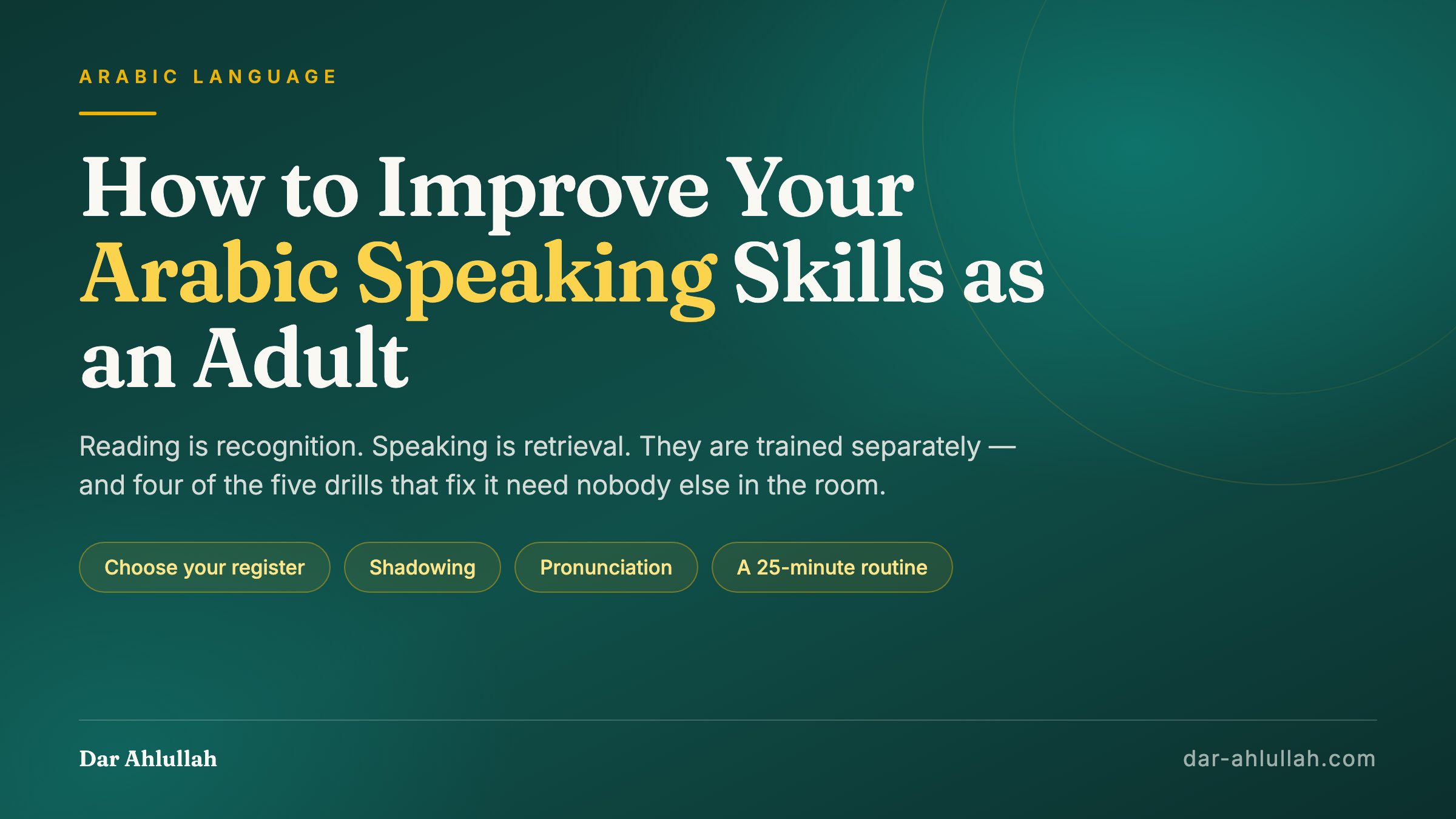 How to improve your Arabic speaking skills as an adult - choosing between Classical, Modern Standard and dialect Arabic, and practising retrieval, shadowing and pronunciation