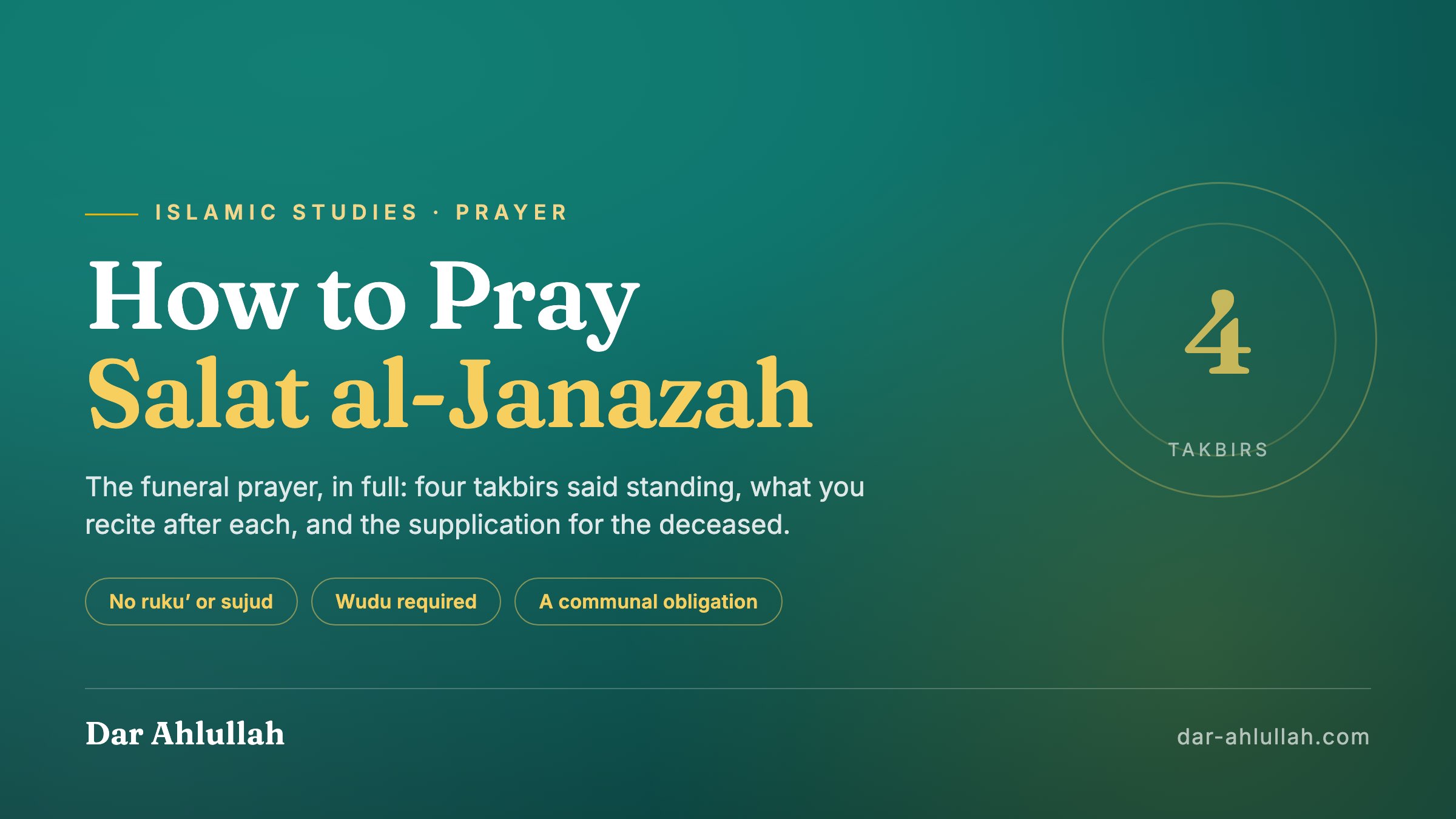 How to pray Salat al-Janazah - the Islamic funeral prayer explained, from the four takbirs said standing with no bowing or prostration to the supplication for the deceased and the closing salam