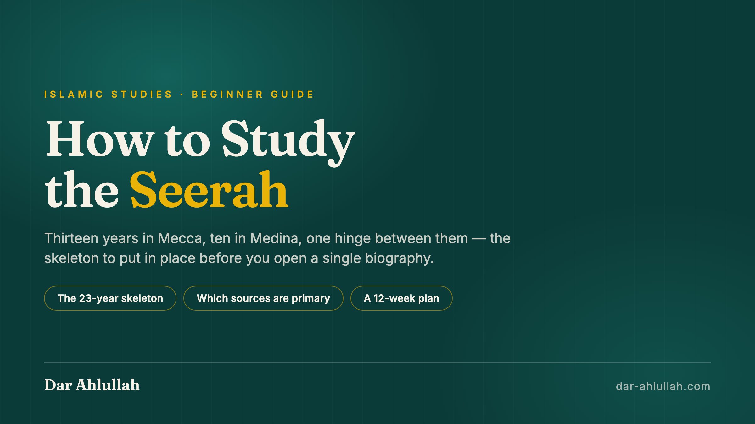 How to study the Seerah - a beginner reading plan covering the thirteen Meccan years, the Hijrah and the ten Medinan years of the life of the Prophet Muhammad