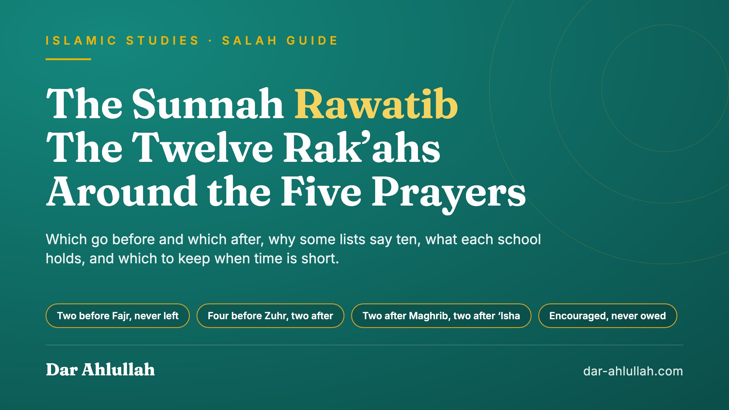 The sunnah rawatib - the twelve voluntary rak'ahs attached to the five daily prayers, which go before and after each prayer, why some count ten, and which to keep when time is short