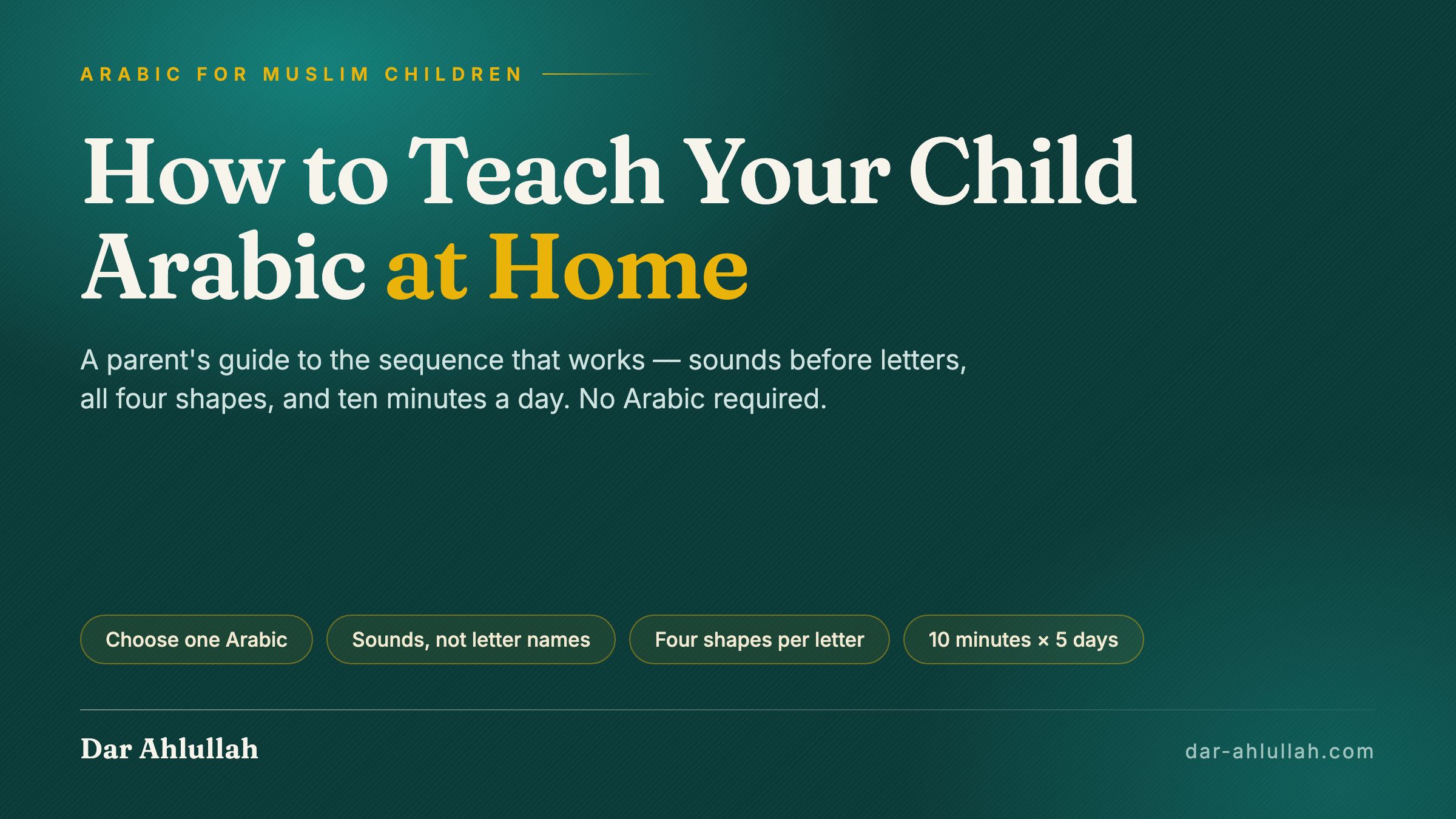 How to teach your child Arabic at home - a parent's guide to the sound-first sequence, the four letter shapes, the vowel marks and a ten-minute daily routine